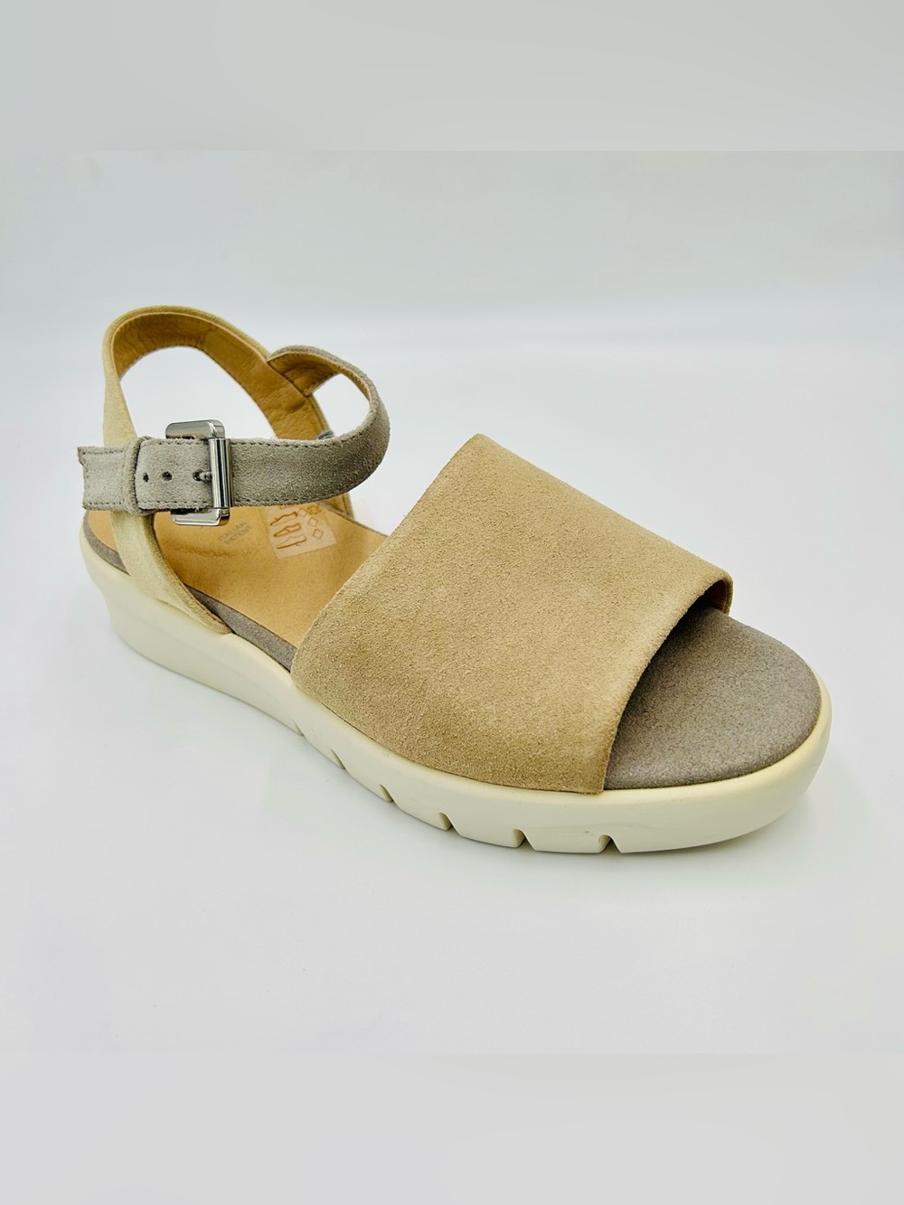Geox Wimbley Suede Sandals Beige Taupe Ankle Strap Women size EU 37.5 New